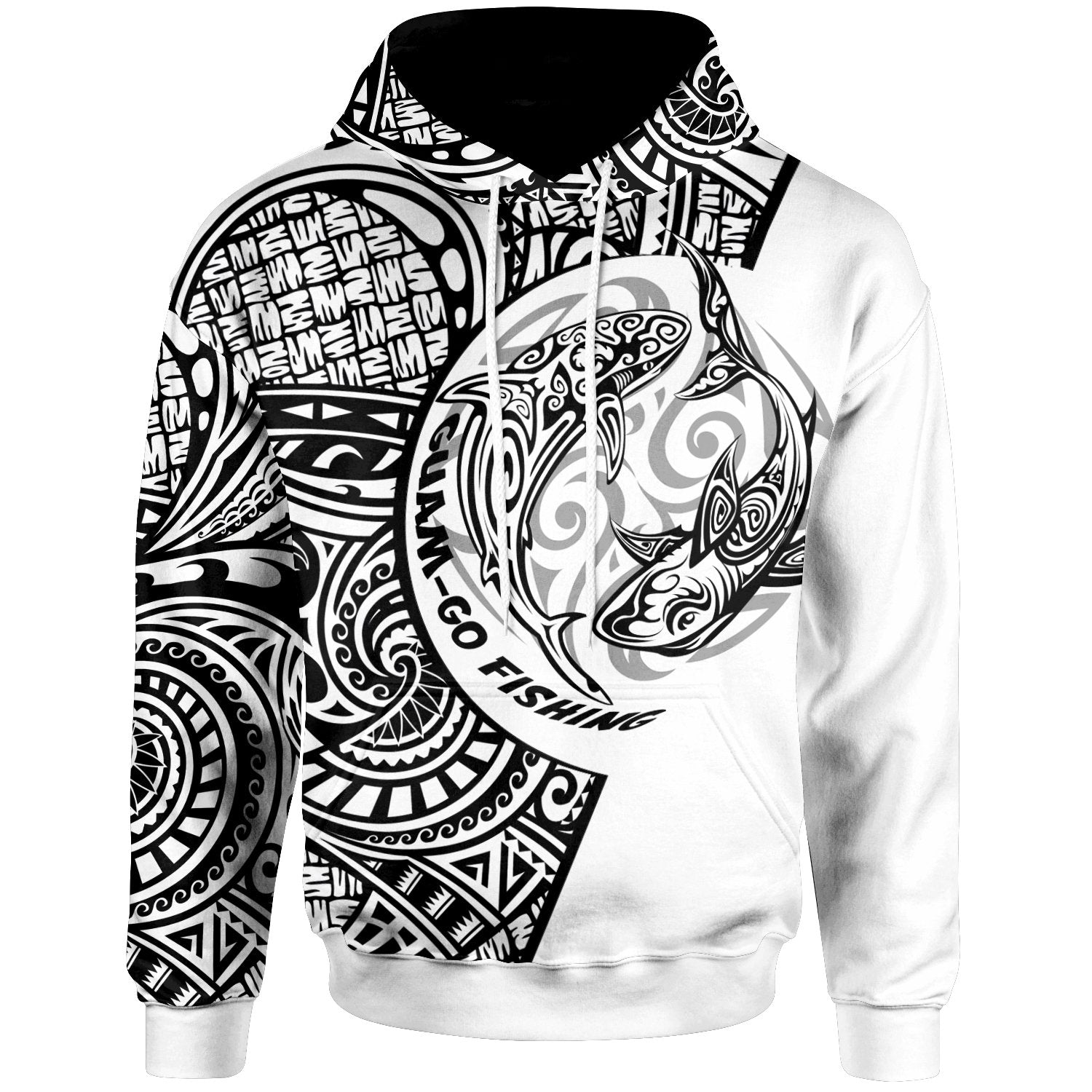 Guam Hoodie Go Fishing Unisex White - Polynesian Pride