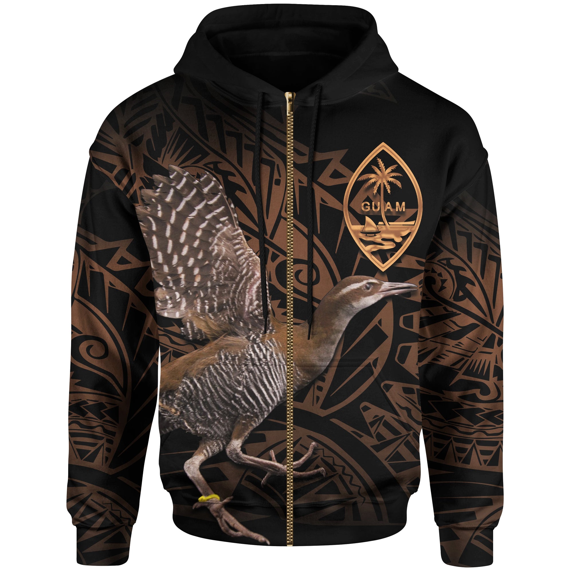 Guam Zip up Hoodie Guam Rail Unisex Black - Polynesian Pride