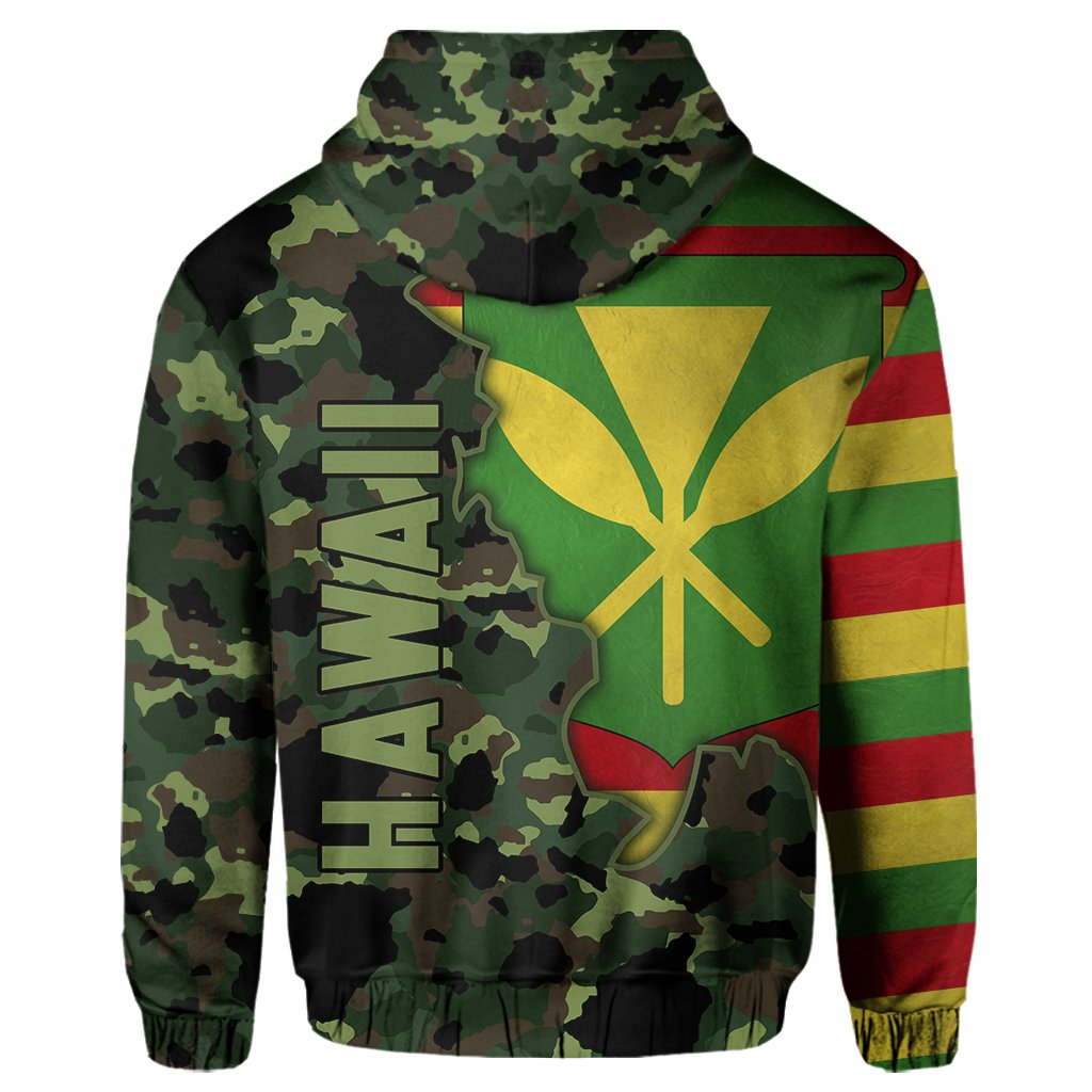 Kanaka Flag Camo Pattern Zipper Hoodie Chad Style - Polynesian Pride