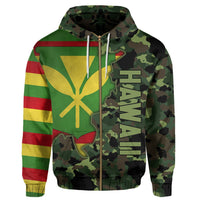 Kanaka Flag Camo Pattern Zipper Hoodie Chad Style - Polynesian Pride