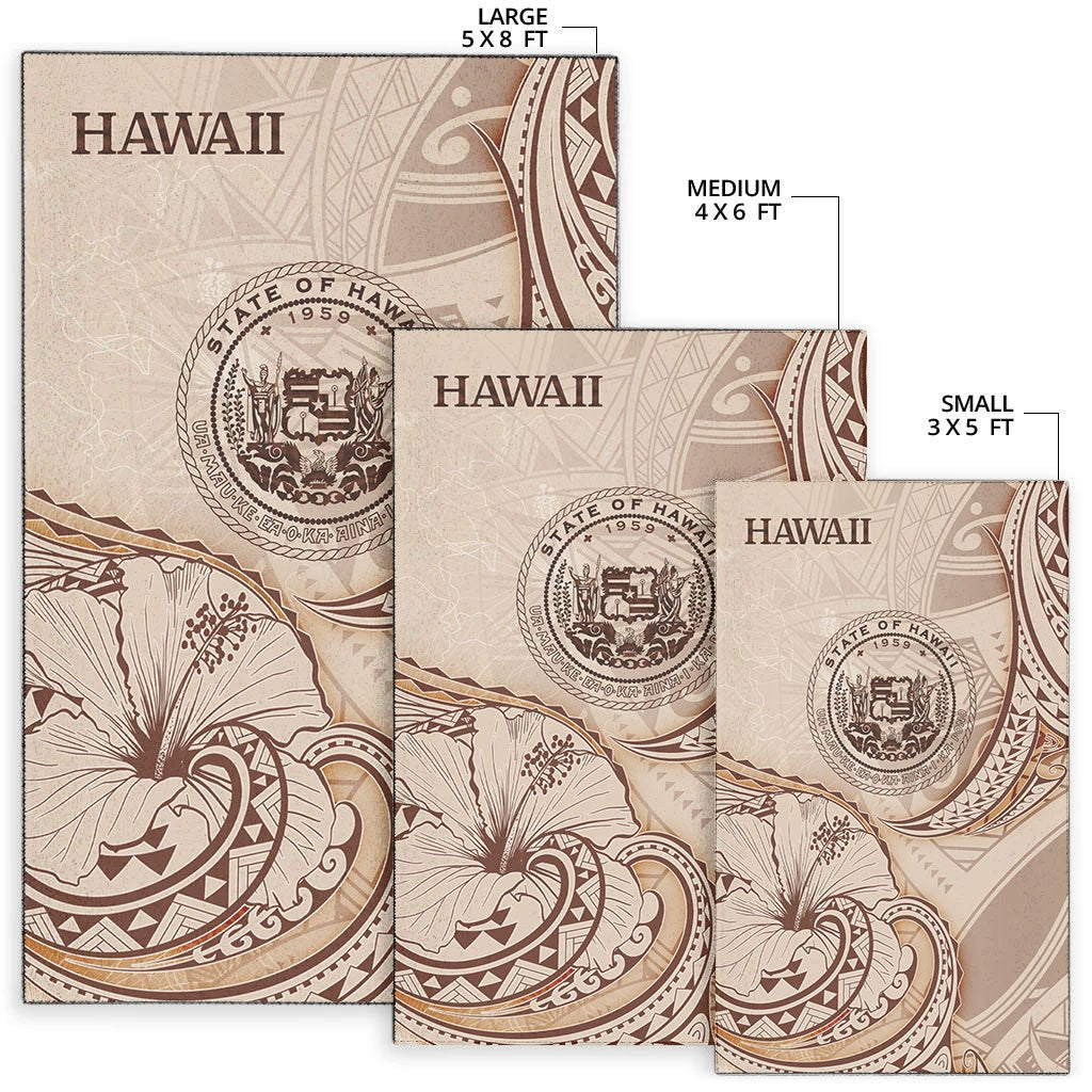 Hawaii Area Rug - Hibiscus Flowers Vintage Style - Polynesian Pride