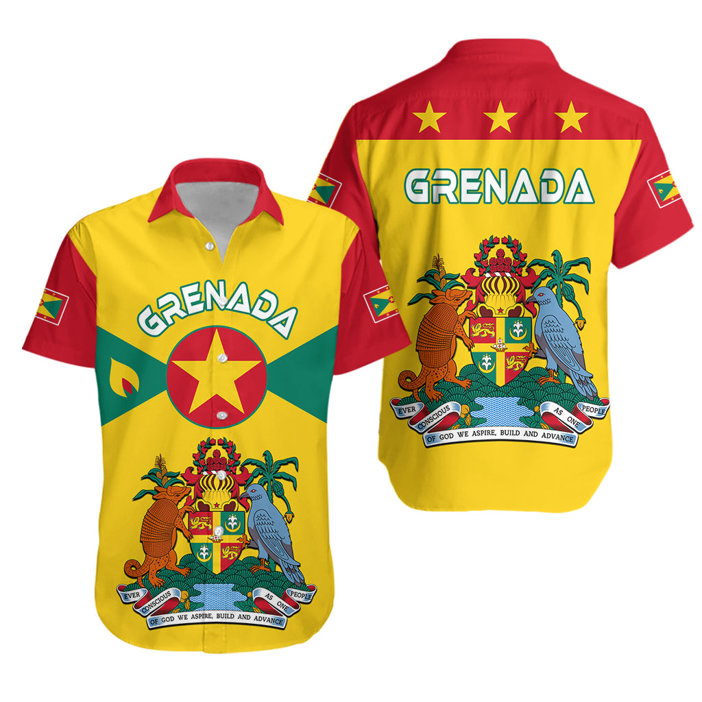 Grenada Hawaiian Shirt Power Grenada Mix Coat of Arms LT13 Unisex Art - Polynesian Pride