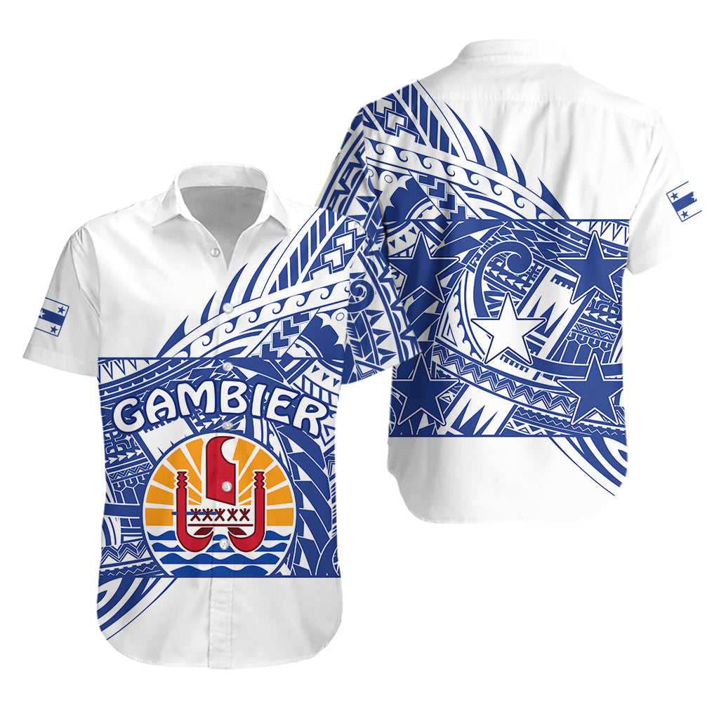 Gambier Islands Hawaiian Shirt Polynesian Pattern French Polynesia LT13 Unisex White - Polynesian Pride