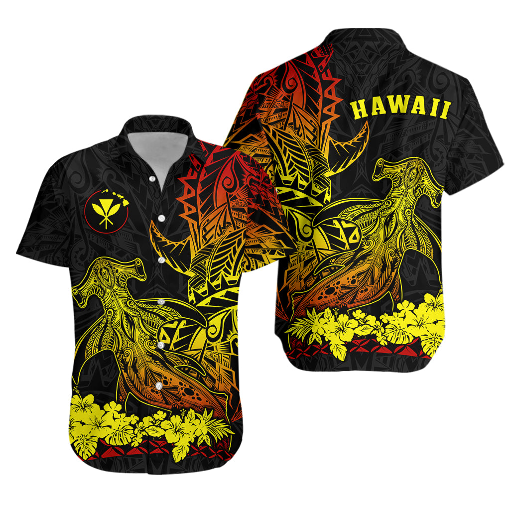 Hawaii Polynesian Hawaiian Shirt Wild Hammerhead Sharks Fresh Life LT13 Unisex Black - Polynesian Pride