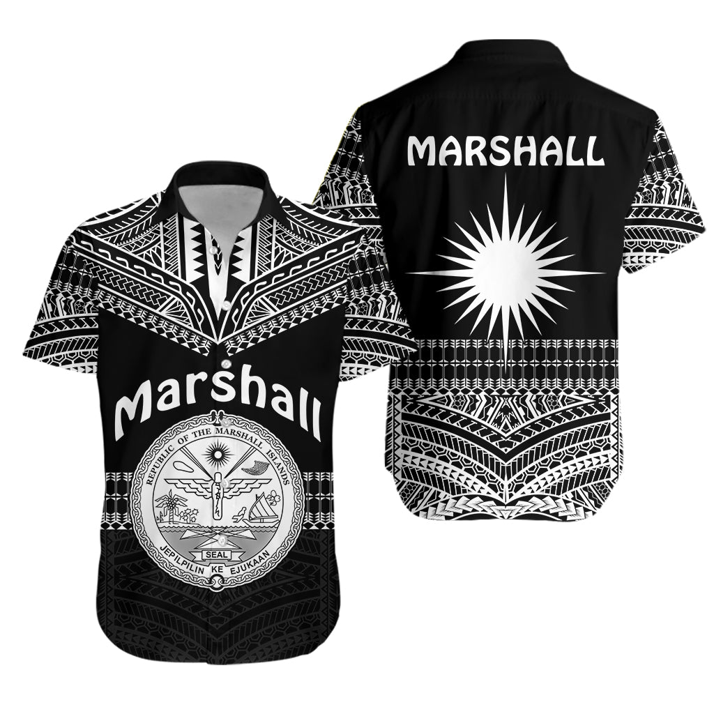 Marshall Islands Hawaiian Shirt Best Tattoo Version Black LT13 Unisex Black - Polynesian Pride