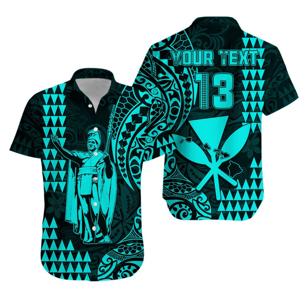 Custom King Kamehameha Matching Hawaiian Outfits For Couples with Polynesian Tribal Turquoise LT13 - Polynesian Pride