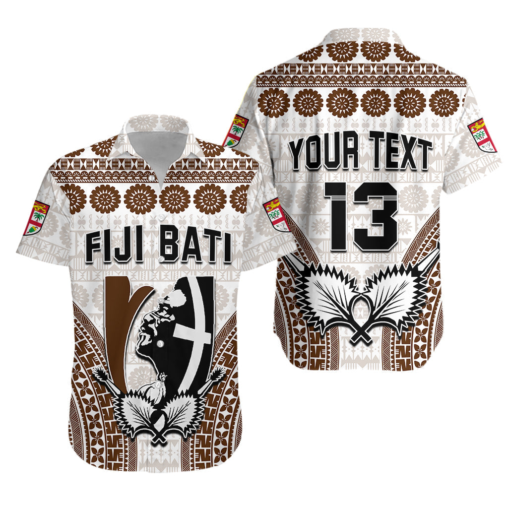 Custom Text and Number Fiji Rugby Bati Hawaiian Shirt Proud Tapa Pattern LT13 Unisex White - Polynesian Pride
