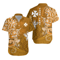 Custom Wallis et Futuna Matching Dress and Hawaiian Shirt Polynesia Gold Sea Turtle and Flowers LT13 - Polynesian Pride
