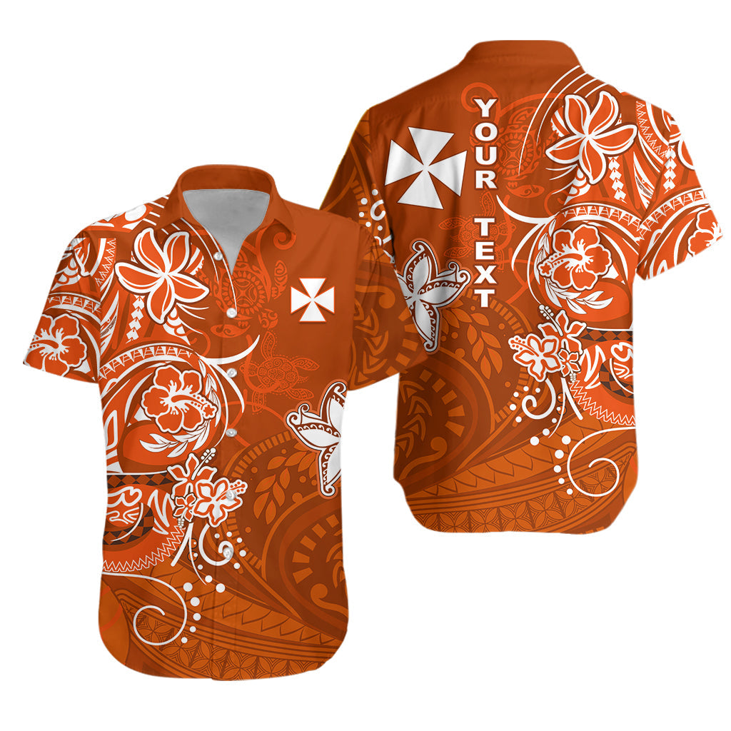 Custom Wallis et Futuna Matching Dress and Hawaiian Shirt Polynesia Orange Sea Turtle and Flowers LT13 - Polynesian Pride