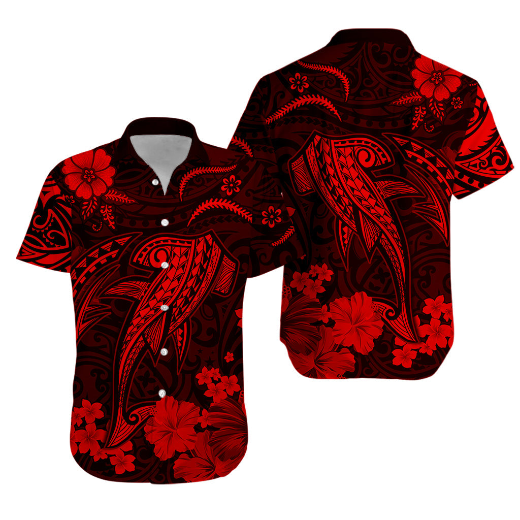 Hawaii Hawaiian Shirt Polynesia Red Shark LT13 Unisex Red - Polynesian Pride