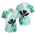 Hawaii Matching Dress and Hawaiian Shirt Kakau Tribal Turquoise Batik Floral Ver.02 LT13 - Polynesian Pride