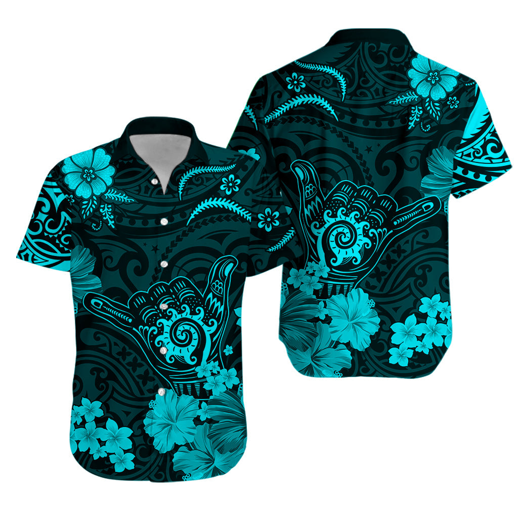 Hawaii Hawaiian Shirt Polynesia Turquoise Cool Shaka Sign LT13 Unisex Turquoise - Polynesian Pride