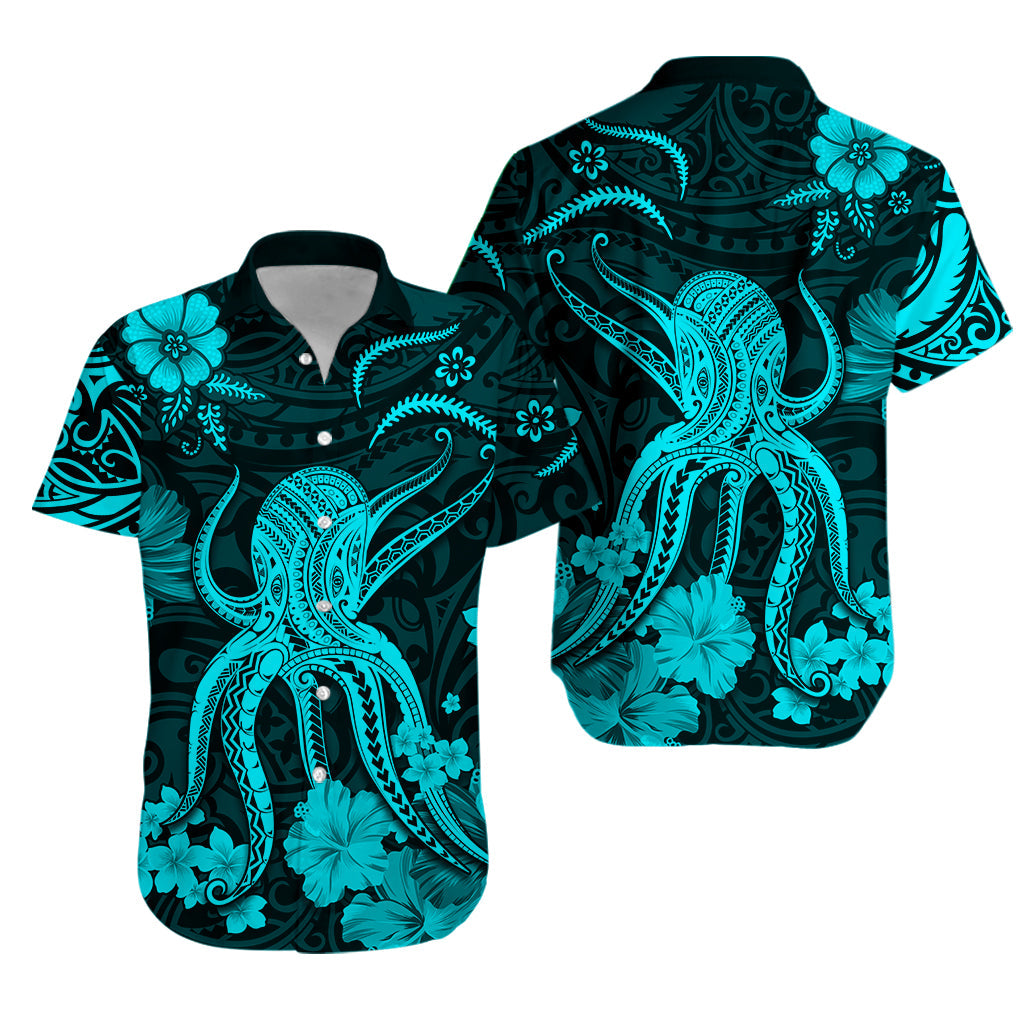 Hawaii Hawaiian Shirt Polynesia Turquoise Octopus LT13 Unisex Turquoise - Polynesian Pride