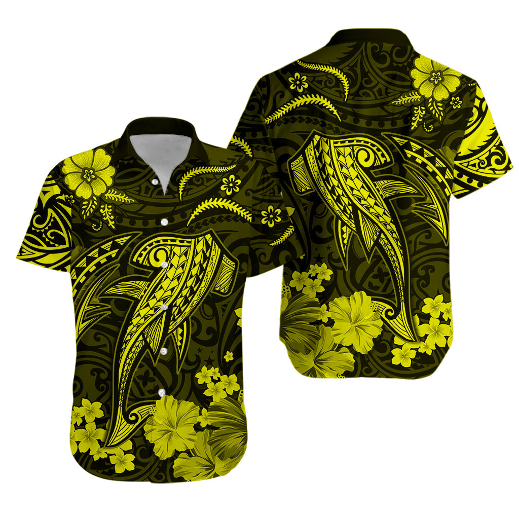 Hawaii Hawaiian Shirt Polynesia Yellow Shark LT13 Adult Yellow - Polynesian Pride