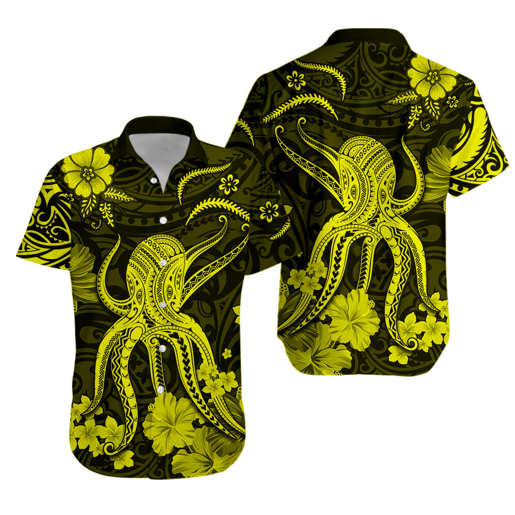 Hawaii Hawaiian Shirt Polynesia Yellow Octopus LT13 Unisex Yellow - Polynesian Pride