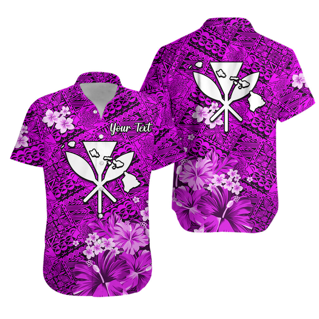 (Custom Personalised) Hawaii Hawaiian Shirt Map and Turtle Purple Flowers LT13 Unisex Purple - Polynesian Pride