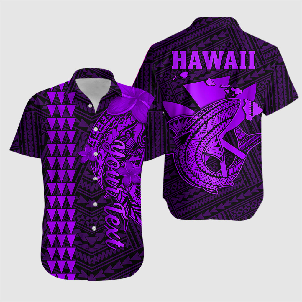 (Custom Personalised) Hawaii Hawaiian Shirt Kakau Kanaka Maoli Combine Polynesian Shark Ver.05 LT14 Unisex Purple - Polynesian Pride