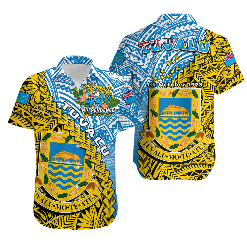 Tuvalu 1978 Hawaiian Shirt Happy 44th Independence Anniversary Polynesian Pattern LT14 Unisex Yellow - Polynesian Pride