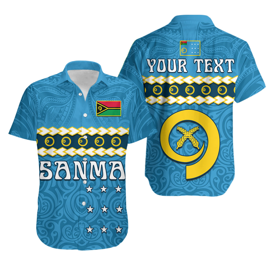 (Custom Personalised) Sanma Province Hawaiian Shirt Vanuatu Pig Tusk Polynesian Flag Style LT14 Unisex Blue - Polynesian Pride