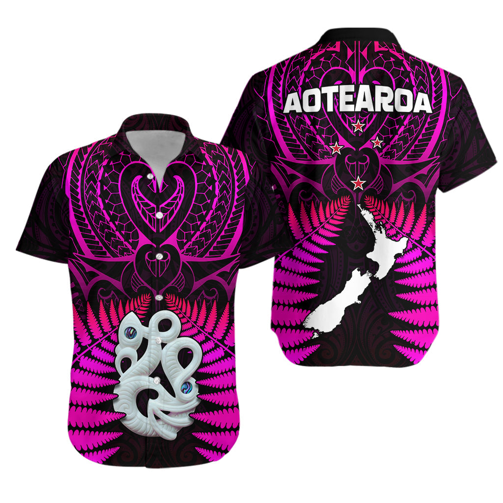 Aotearoa Fern Hawaiian Shirt New Zealand Hei Tiki Purple Style LT13 Unisex Purple - Polynesian Pride