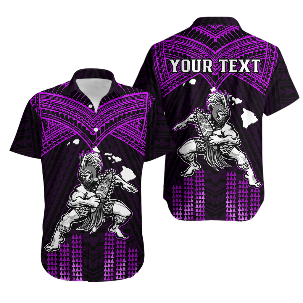 (Custom Personalised) Hawaii Hawaiian Shirt Hawaiian Warrior With Weapon Polynesian Ver.04 LT14 Purple - Polynesian Pride