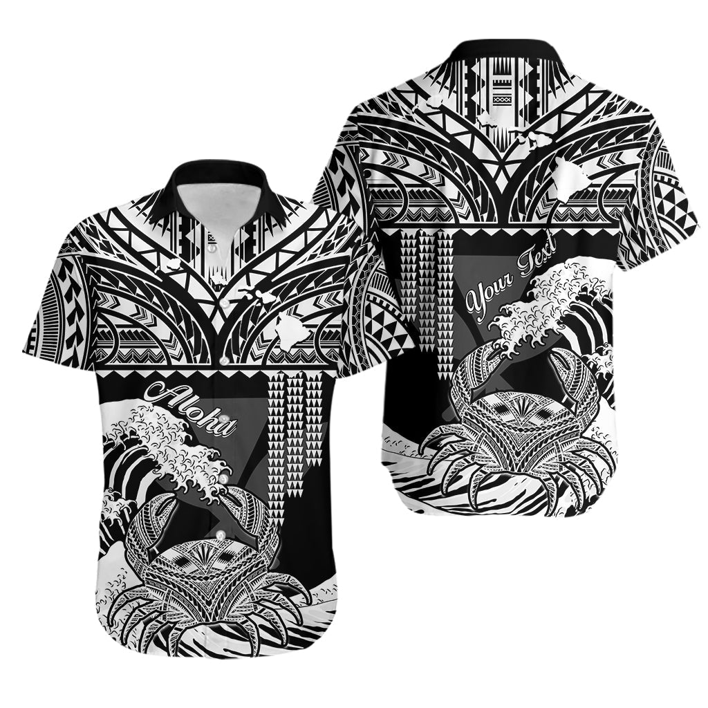 (Custom Personalised) Hawaii Hawaiian Shirt Kakau Polynesian Crab With Waves Ver.04 LT14 Black - Polynesian Pride