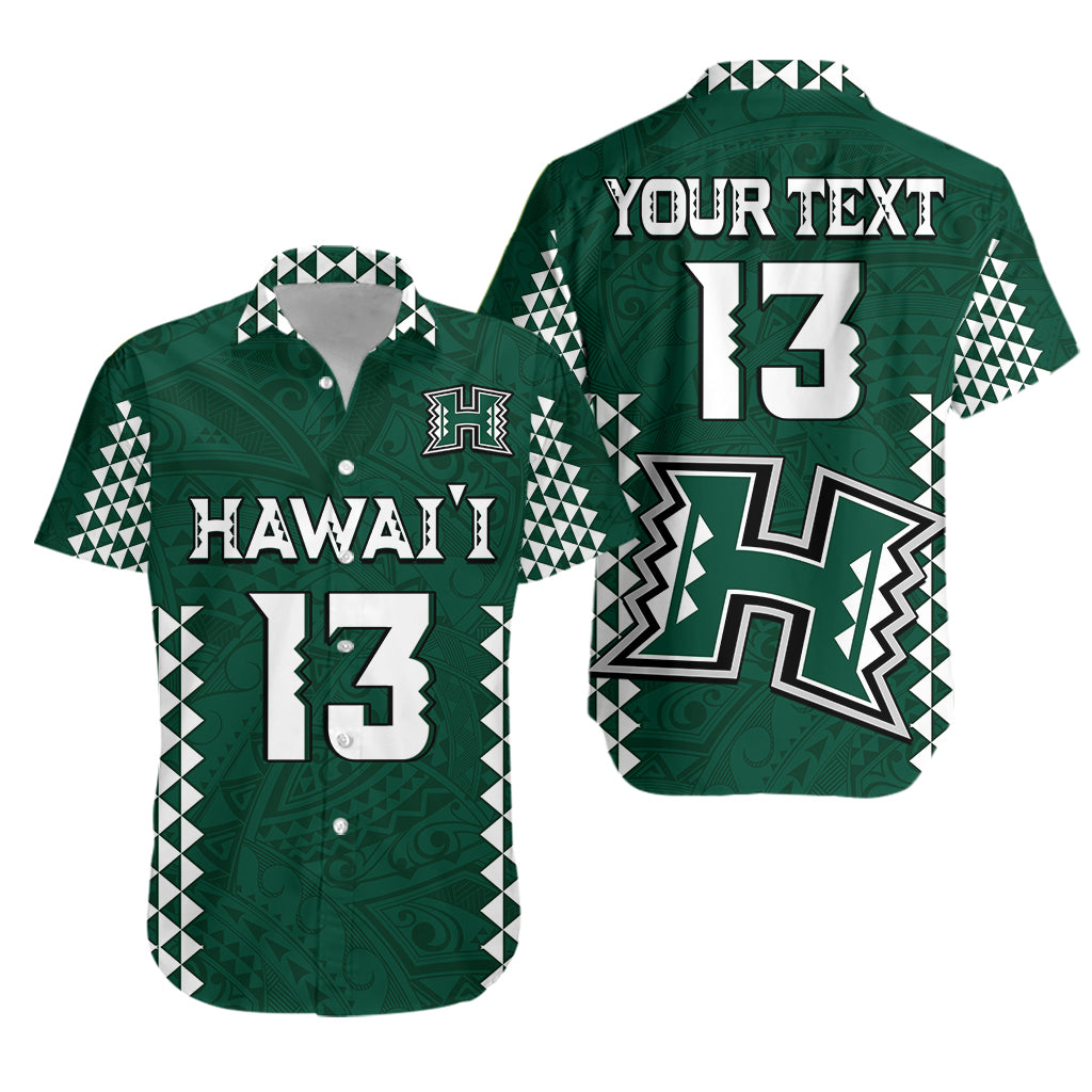 (Custom Text and Number) Hawaii Football Hawaiian Shirt Kakau Warrior Be Stronger LT13 Green - Polynesian Pride