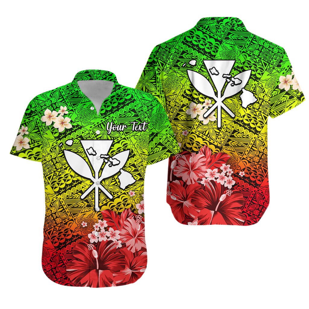 (Custom Personalised) Hawaii Hawaiian Shirt Map and Turtle Reggae Flowers LT13 Unisex Reggae - Polynesian Pride