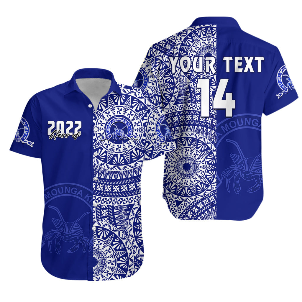 (Custom Text And Number) Queen Salote Tonga College Hawaiian Shirt Class Of Year Tongan Ngatu Pattern LT14 Unisex Blue - Polynesian Pride