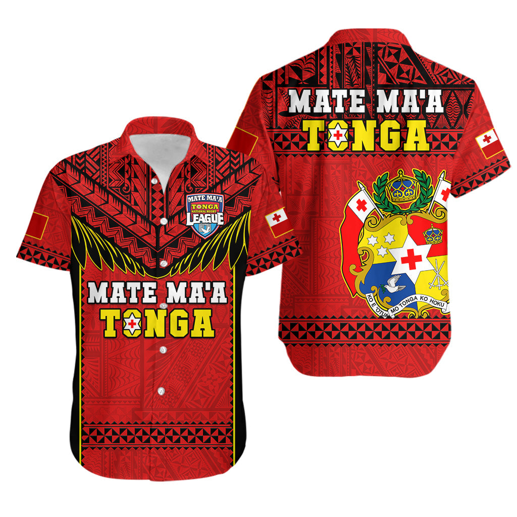 Tonga Rugby Hawaiian Shirt Mate Maa Tonga Pacific Ngatu Black LT14 Red - Polynesian Pride