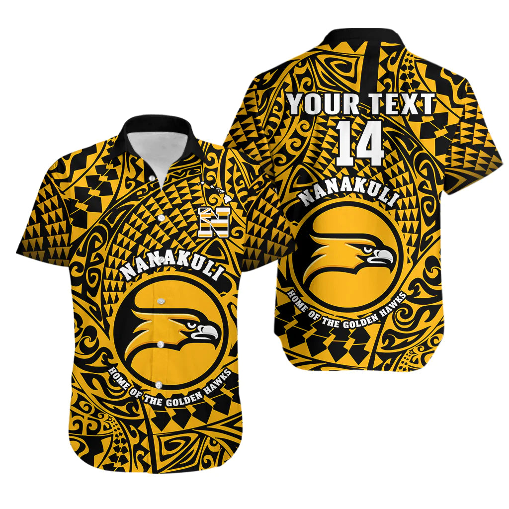 (Custom Text And Number) Hawaii Hawaiian Shirt Nanakuli High and Intermediate School Tribal Kakau LT14 Gold - Polynesian Pride