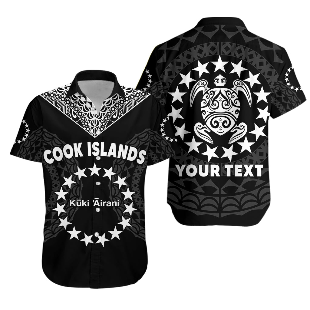 (Custom Personalised) Islands Hawaiian Shirt Circle Pattern Mix Sea Turtle Black Version LT14 Unisex Black - Polynesian Pride