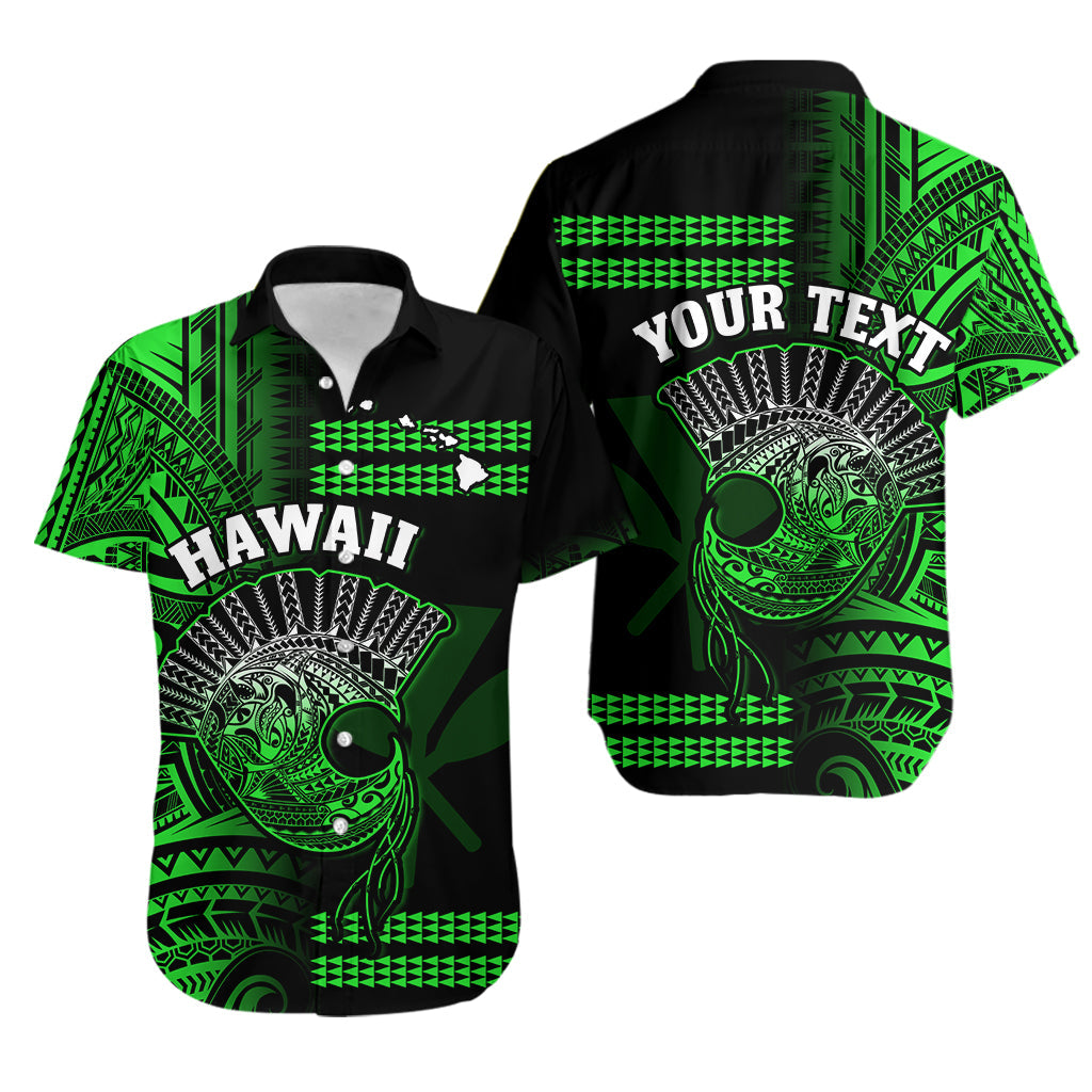 (Custom Personalised) Hawaii Hawaiian Shirt Kakau Warrior Helmet Gradient Green Polynesian LT14 Green - Polynesian Pride