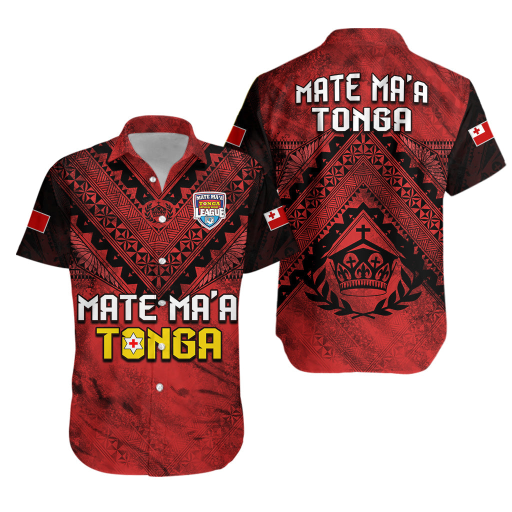 Tonga Rugby MMT Hawaiian Shirt Ngatu Mate Maa Tonga Grunge LT13 Red - Polynesian Pride