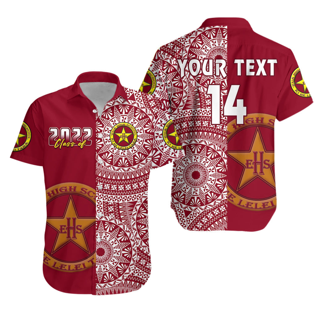 (Custom Text And Number) Tonga Eua High School Hawaiian Shirt Class Of Year Tongan Ngatu Pattern LT14 Unisex Maroon - Polynesian Pride