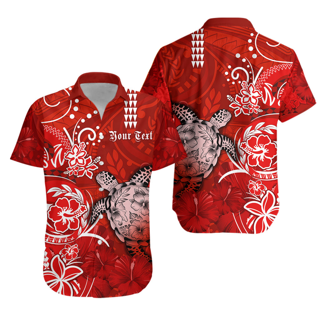 (Custom Personalised) Hawaii Hawaiian Shirt Polynesia Red Sea Turtle Honu and Hibiscus LT13 Unisex Red - Polynesian Pride