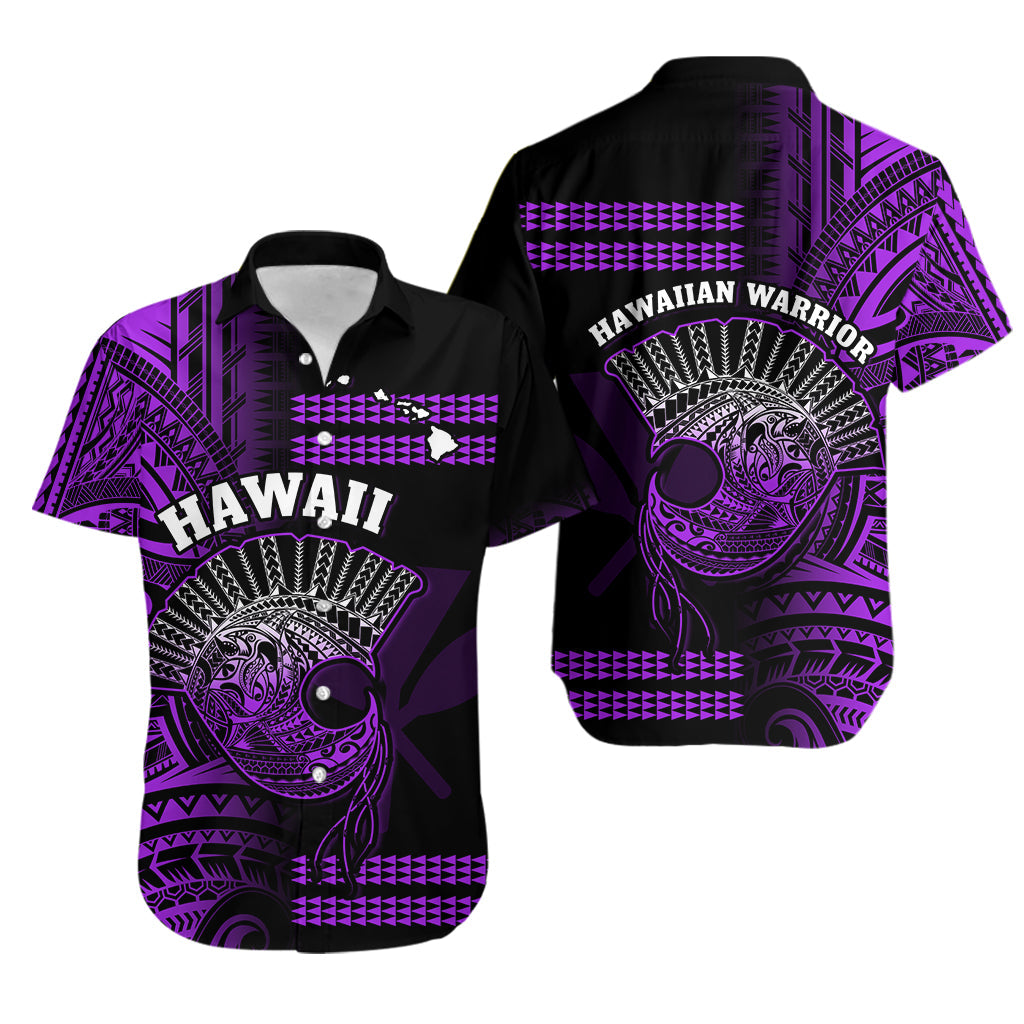 Hawaii Hawaiian Shirt Kakau Warrior Helmet Gradient Purple Polynesian LT14 Purple - Polynesian Pride