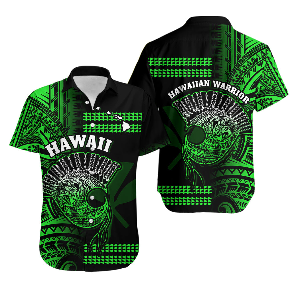 Hawaii Hawaiian Shirt Kakau Warrior Helmet Gradient Green Polynesian LT14 Green - Polynesian Pride