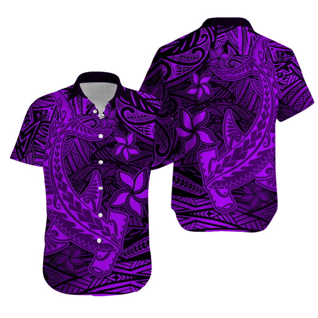 Polynesian Hawaiian Shirt Purple Hawaiian Tribal Hammerhead Shark LT14 Unisex Purple - Polynesian Pride