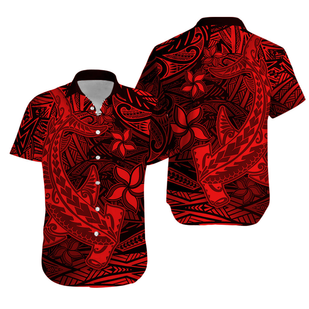 Polynesian Matching Dress and Hawaiian Shirt Red Hawaiian Tribal Hammerhead Shark LT14 - Polynesian Pride