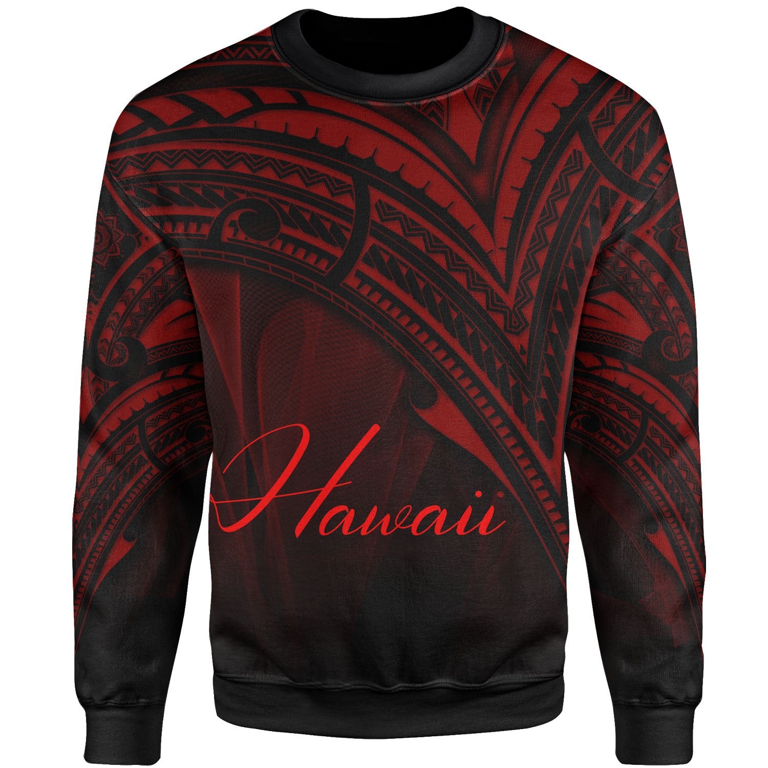 Hawaii Sweatshirt - Cross Style Red Color Unisex Black - Polynesian Pride