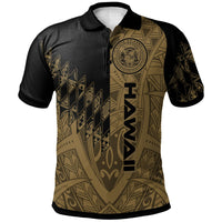 Hawaii Polo Shirt Gold Color Symmetry Style Unisex Black - Polynesian Pride