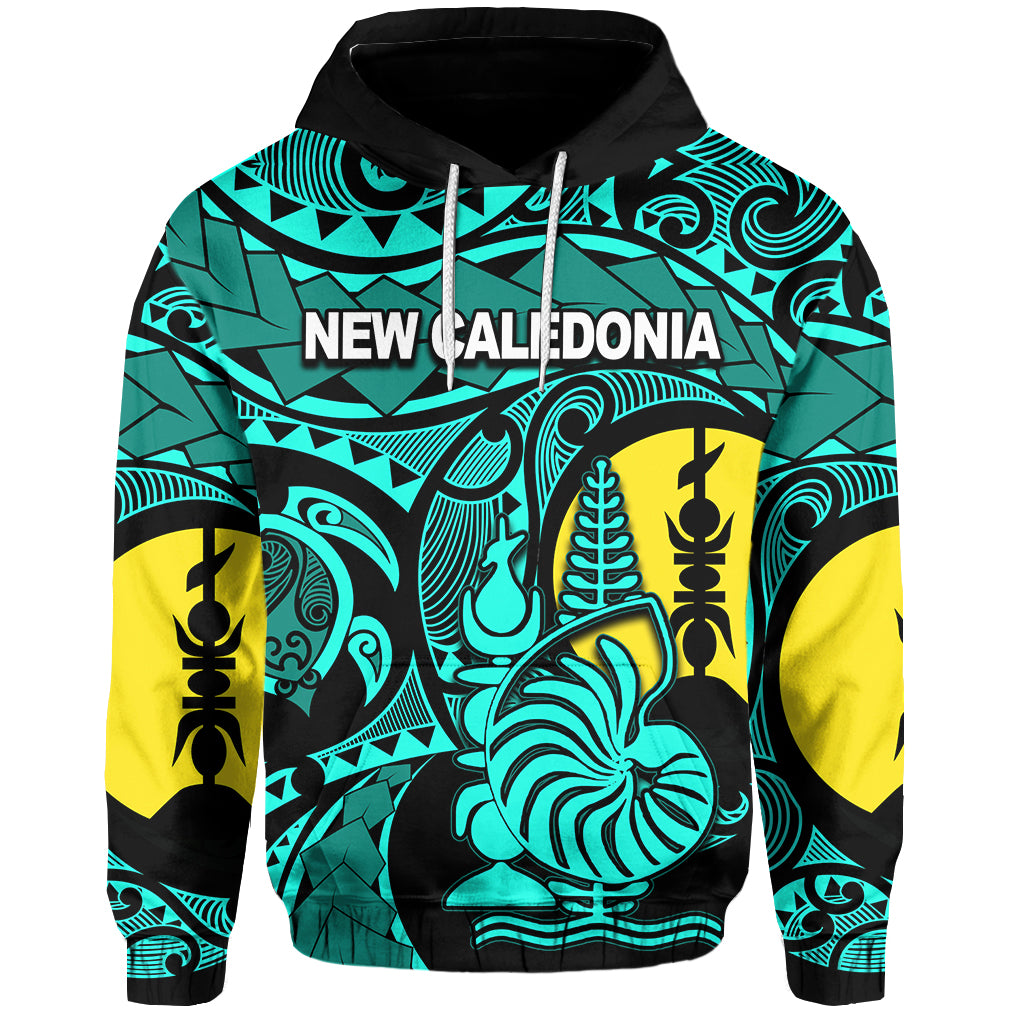 Custom New Caledonia Hoodie Turquoise Color LT6 Unisex Green - Polynesian Pride