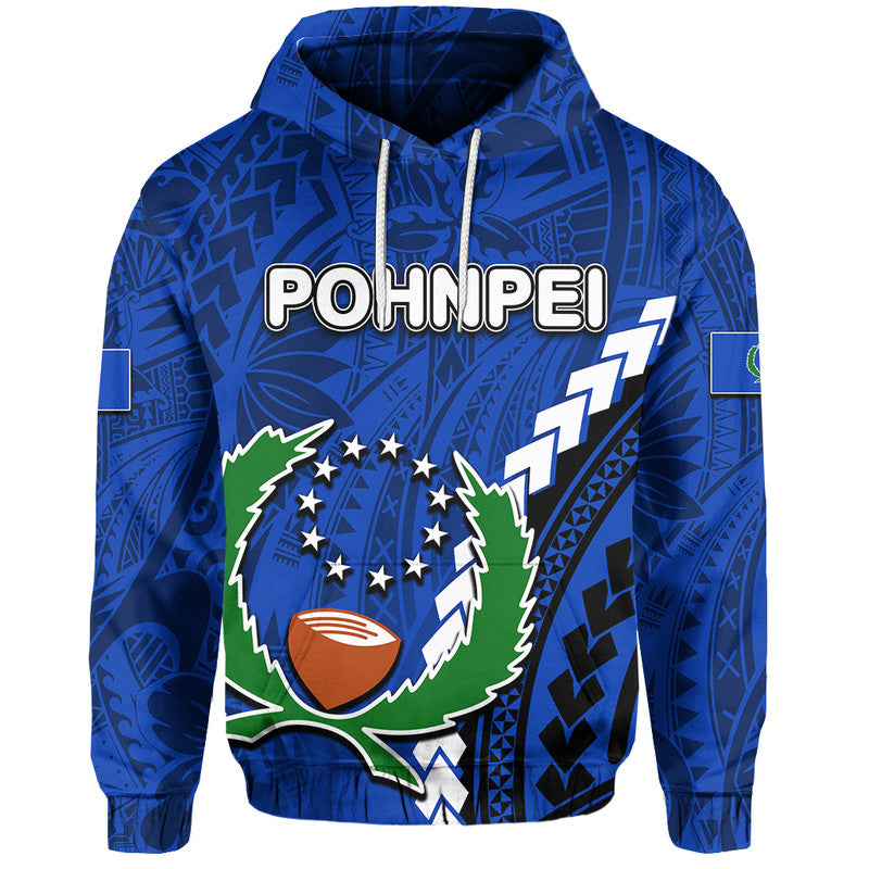 Custom Pohnpei Hoodie Polynesian Style LT6 Blue - Polynesian Pride