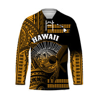 Hawaii Hockey Jersey Kakau Warrior Helmet Gradient Gold Polynesian LT14 Unisex Gold - Polynesian Pride