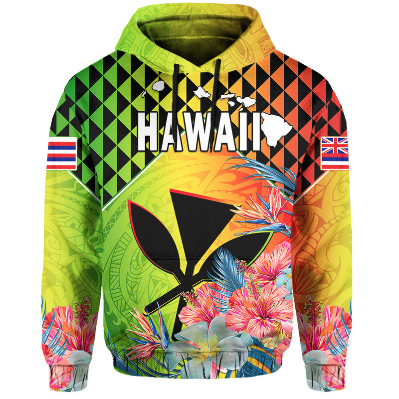 Hawaii Hoodiean Tribal Kanaka Maoli Hibiscus LT14 Hoodie Reggae - Polynesian Pride