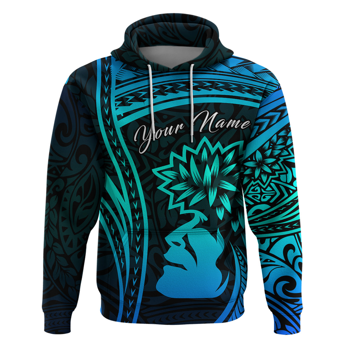 Custom Polynesian Valentine Couple Hoodie I LOVE YOU Hibiscus Style Blue LT13 No Women - Polynesian Pride