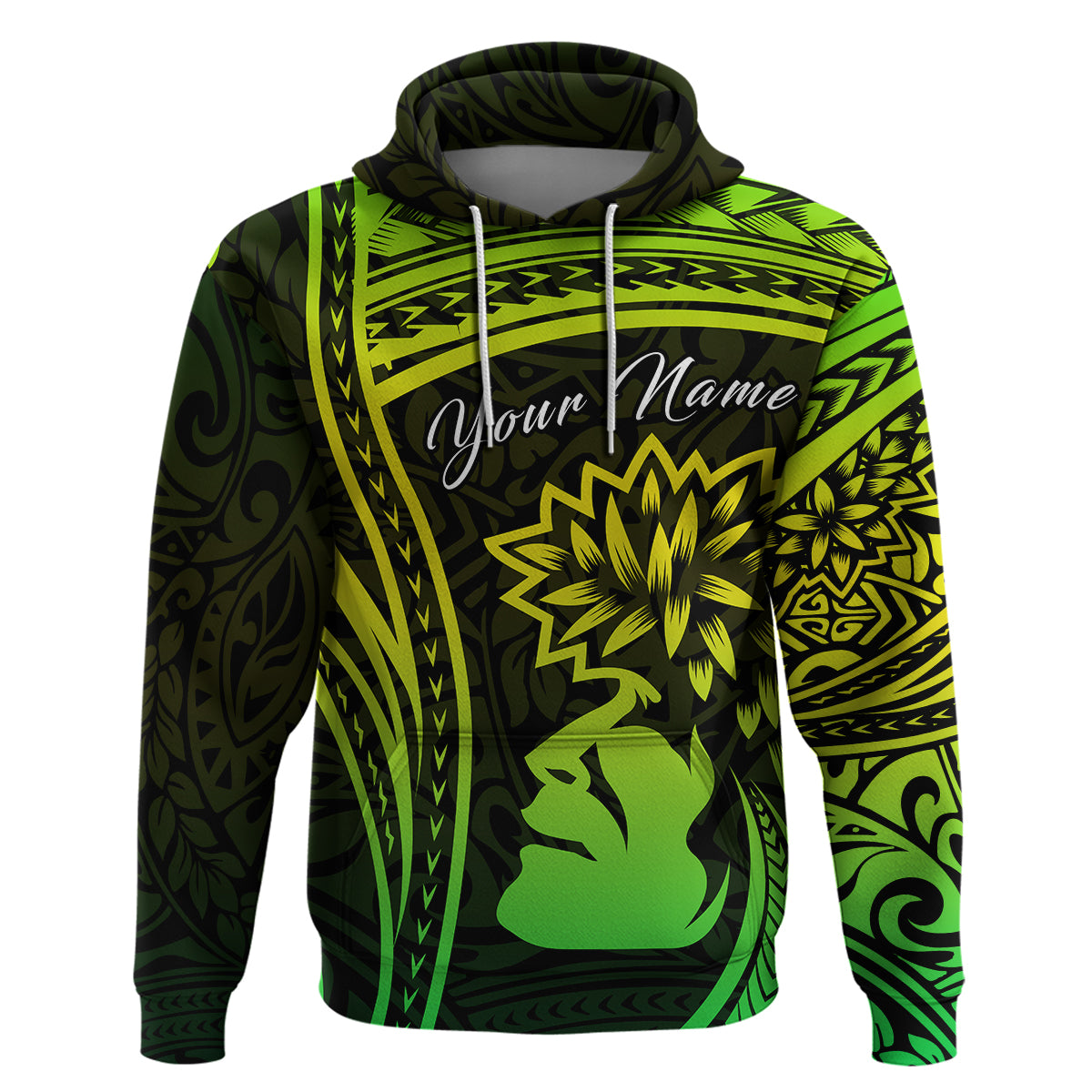 Custom Polynesian Valentine Couple Hoodie I LOVE YOU Hibiscus Style Green LT13 No Women - Polynesian Pride