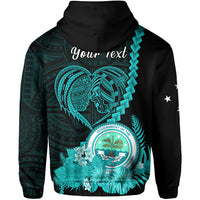 Custom FSM Valentine Couple Hoodie Heart Love Tropical Flowers Turquoise LT14 - Polynesian Pride