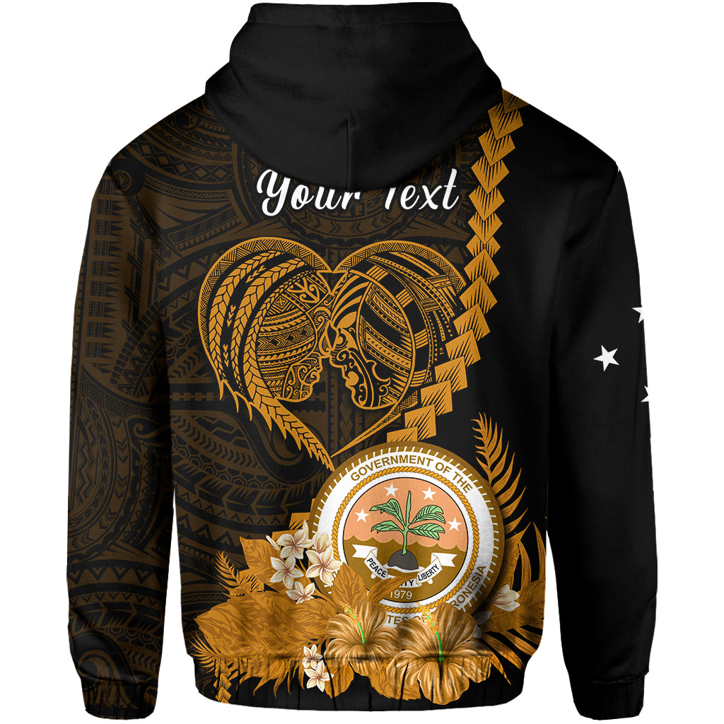 Custom FSM Valentine Couple Hoodie Heart Love Tropical Flowers Gold LT14 - Polynesian Pride